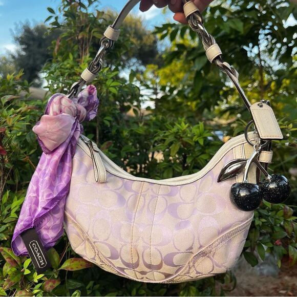 COACH Lavender Signature Y2K Hobo Baguette Shoulder Bag Hampton SoHo 6266 - Picture 12 of 14